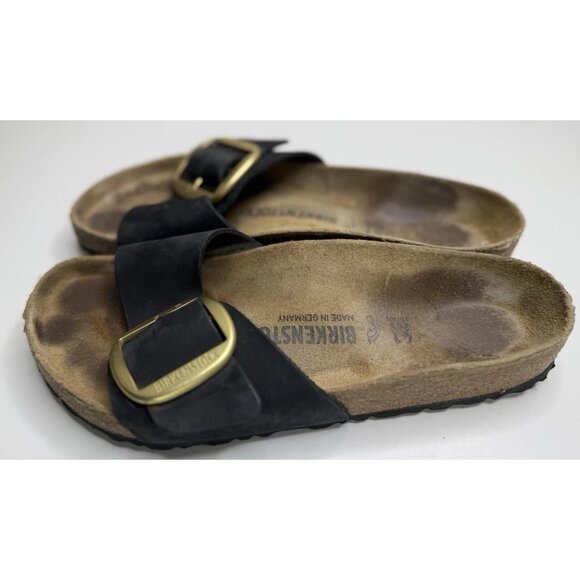 Birkenstock Madrid Big Buckle Black Leather Slide Sandals Size 41 - Picture 3 of 11